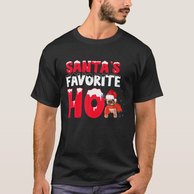 Camiseta Santas Favoritas Ho Papais noeis Bruxelas Griffon  (Frente)