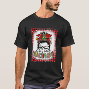 Camiseta Santas Favoritas Loucas Almoço Lady Messy Bun Chri