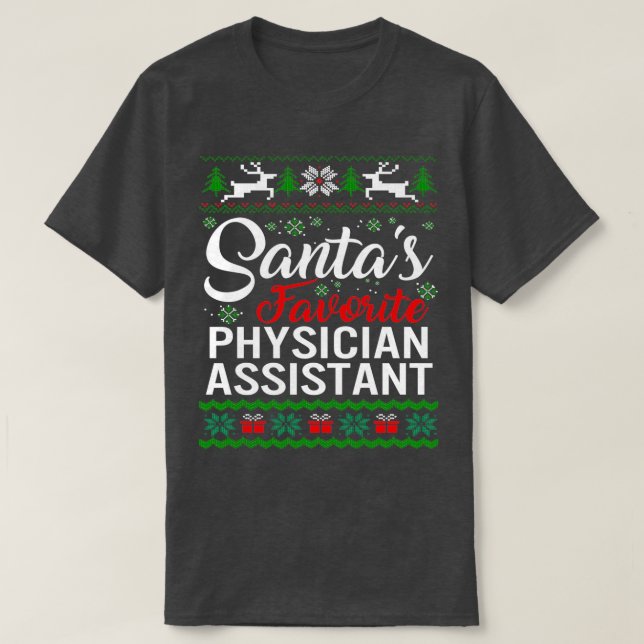 Camiseta Santas Favoritas Médico Assistente de Natal Feia (Frente do Design)