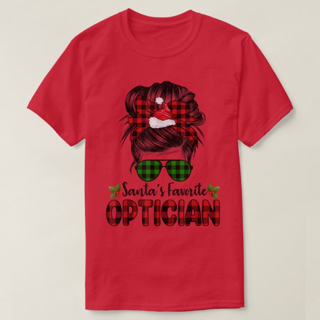 Camiseta Santas Favoritas Opticista Xadrez Vermelha Papais  (Frente do Design)