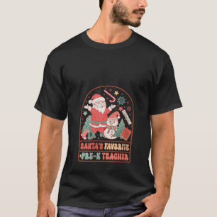 Camiseta Santas Favoritas Professor Pré K Retro Groovy Chri