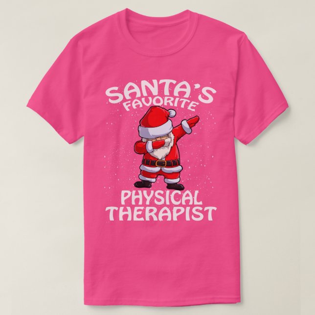 Camiseta Santas Favoritas Terapista Física Natal 1 (Frente do Design)
