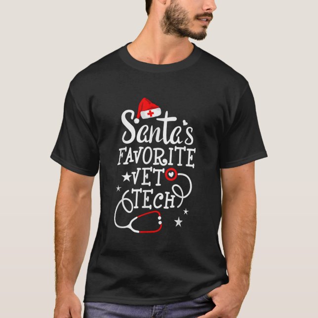 Camiseta Santas Favoritas Vet Tech Feliz Veterinário de Nat (Frente)