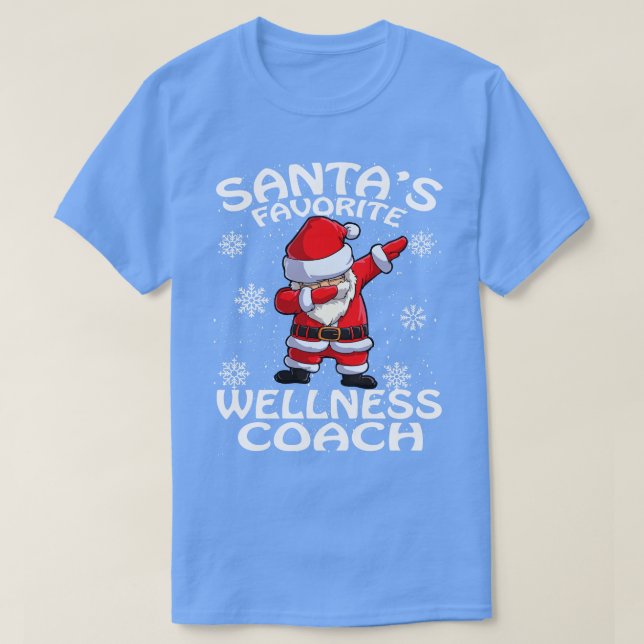 Camiseta Santas Favoritas Wellness Treinador de Natal (Frente do Design)