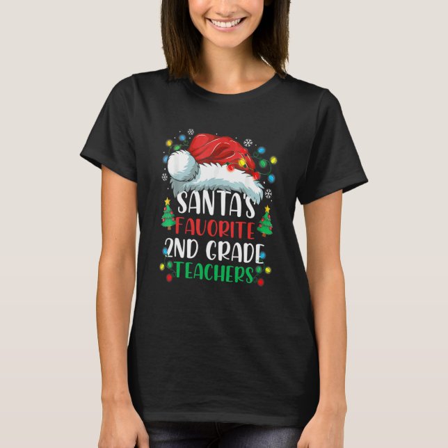 Camiseta Santa's Favorite 2nd Grade Teacher Christmas Santa (Frente)