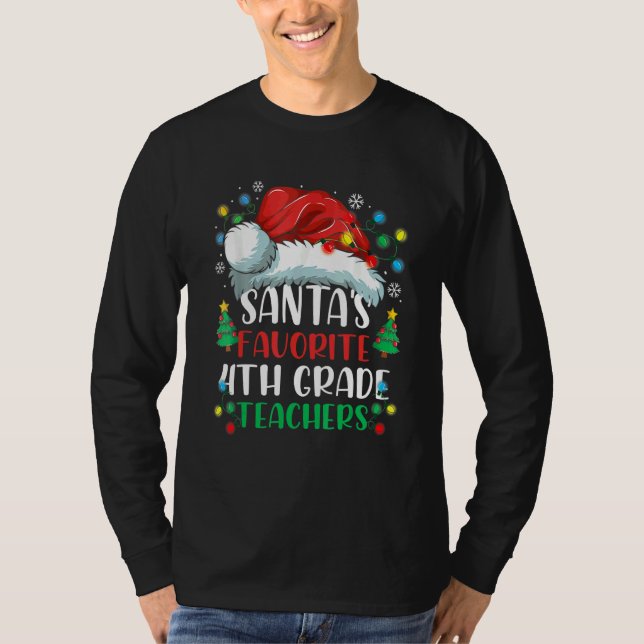 Camiseta Santa's Favorite 4th Grade Teacher Christmas Santa (Frente)
