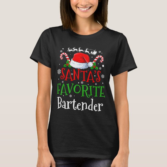 Camiseta Santa's Favorite Bartender Christmas Party  (Frente)