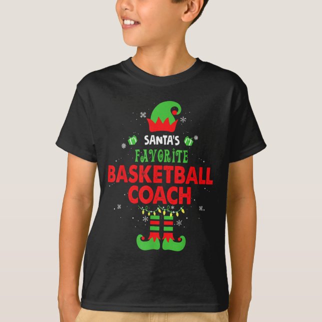 Camiseta Santa's Favorite Basketball Coach Funny Elf Family (Frente)
