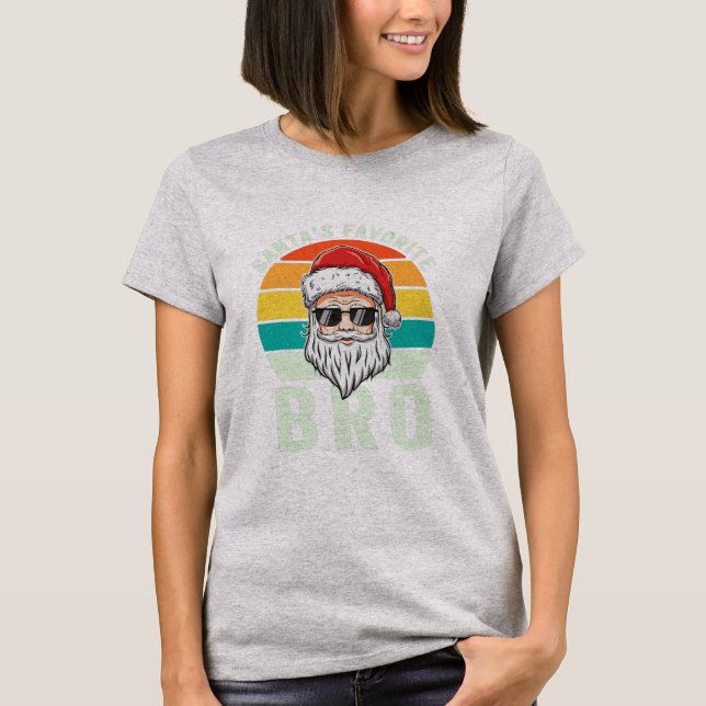 Camiseta Santa's Favorite Bro Brother Boys Funny Christmas (Frente)