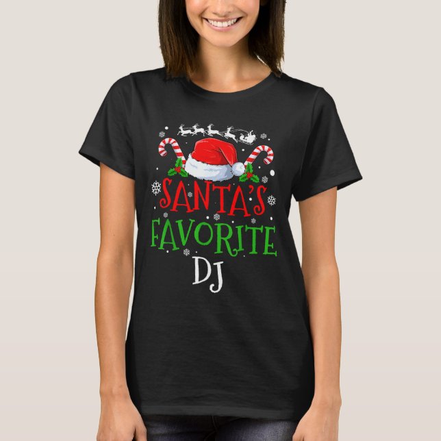 Camiseta Santa's Favorite Dj Christmas Party  (Frente)