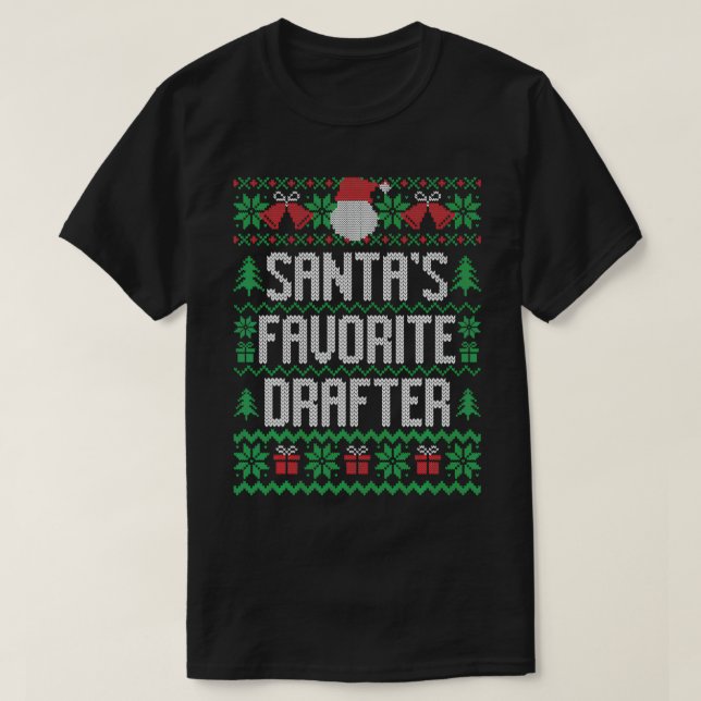 Camiseta Santa's Favorite Drafter, Funny Knitted Christmas  (Frente do Design)