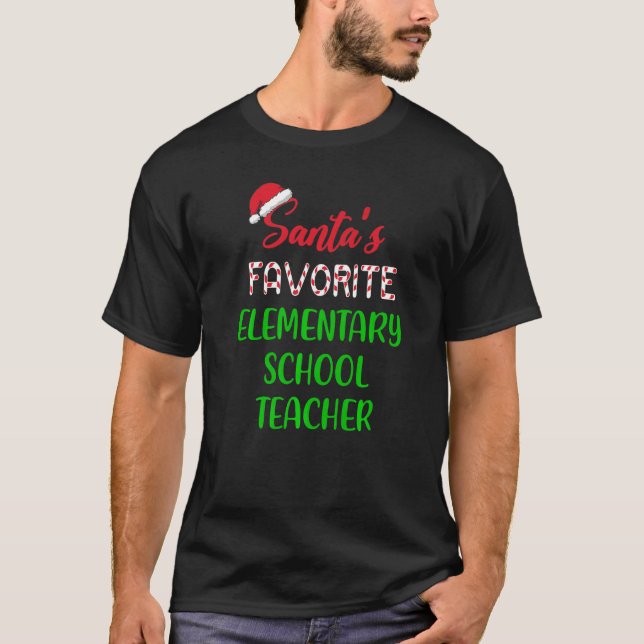 Camiseta Santas Favorite Elementary School Teacher  Chritsm (Frente)