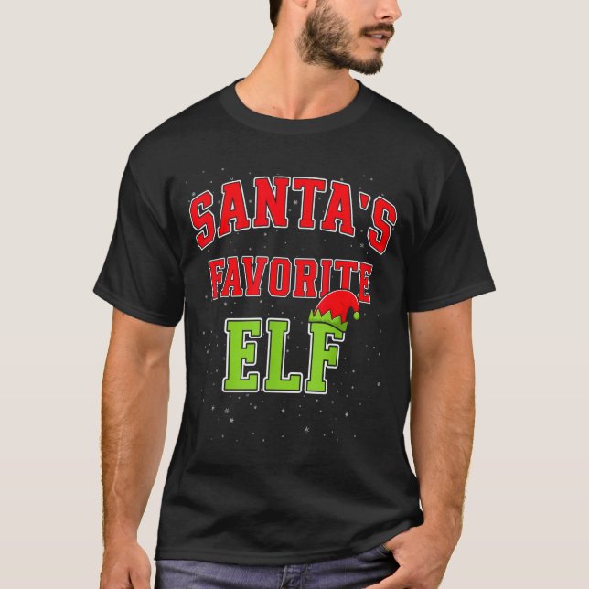 Camiseta Santa's Favorite Elf Christmas Family Matching Gro (Frente)