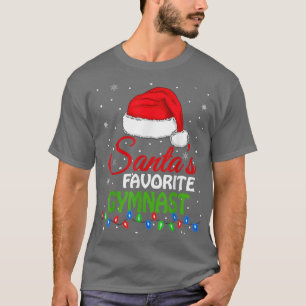 Camiseta Santa's Favorite Gymnast Santa Hat Lights