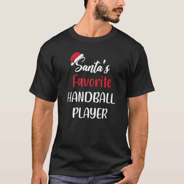 Camiseta Santas Favorite Handball Player Gift Christmas Han (Frente)