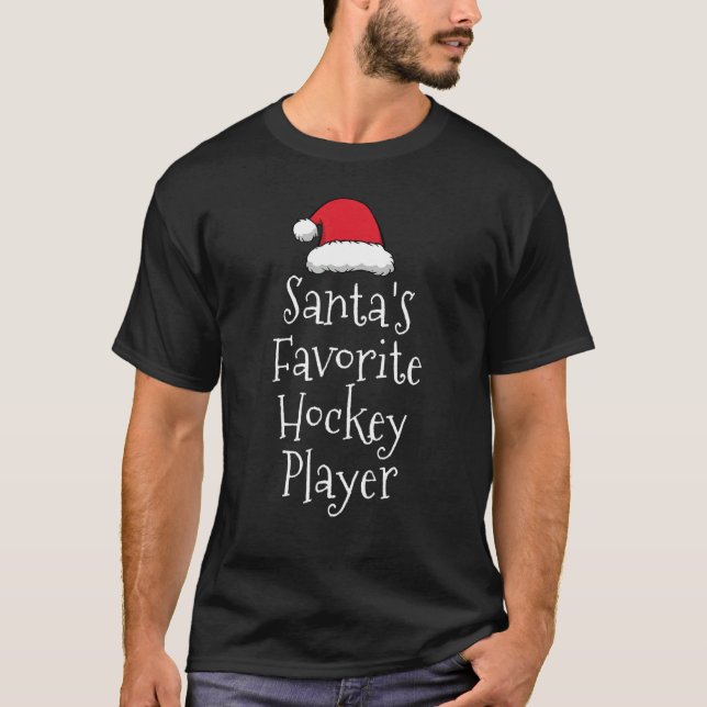 Camiseta Santas Favorite Hockey Player   Christmas   Hockey (Frente)