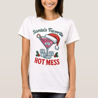 Camiseta Santa's Favorite Hot Mess Glam Sassy Holiday