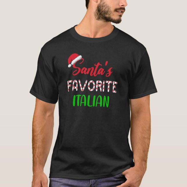 Camiseta Santas Favorite Italian     Chritsmas Xmas pajama (Frente)