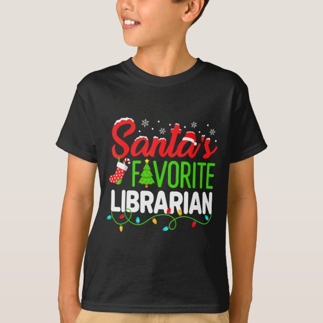 Camiseta Santa's Favorite Librarian Christmas Library Book  (Frente)