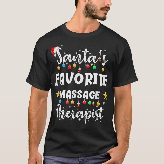 Camiseta Santa's Favorite Massage Therapist Christmas Massa (Frente)