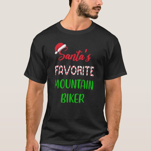 Camiseta Santas Favorite Mountain Biker   Funny Cycling Chr (Frente)