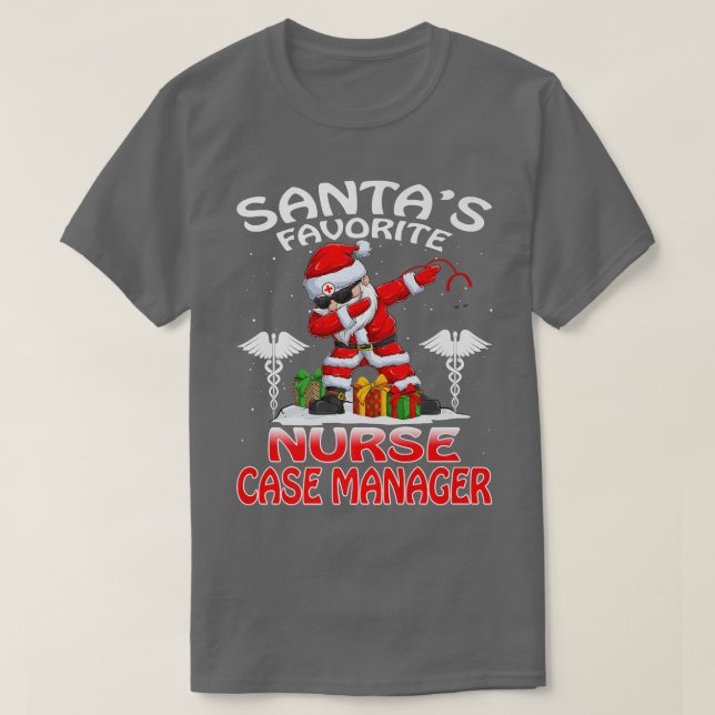 Camiseta Santa's Favorite Nurse Case Manager Christmas Matc (Frente do Design)