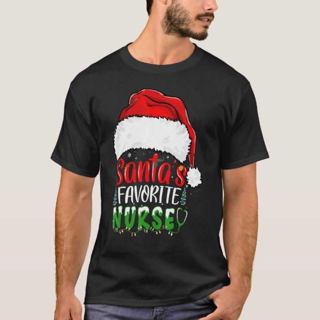 Camiseta Santa's Favorite Nurse Christmas Nursing (Frente)