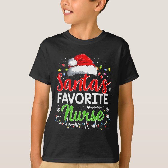 Camiseta Santa's Favorite Nurse Funny Christmas Nurse Xmas  (Frente)