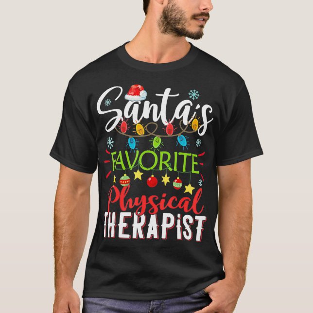 Camiseta Santas Favorite Physical Therapist Santa Hat Chris (Frente)