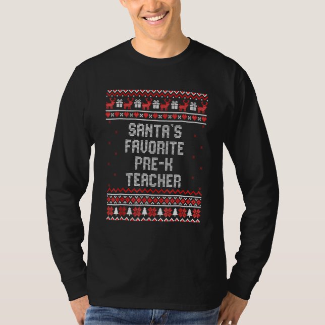 Camiseta Santas Favorite Pre K Teacher - Gift Christmas Fun (Frente)