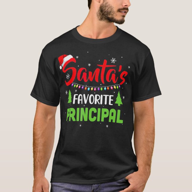 Camiseta Santa's Favorite Principal Funny Christmas Xmas  (Frente)