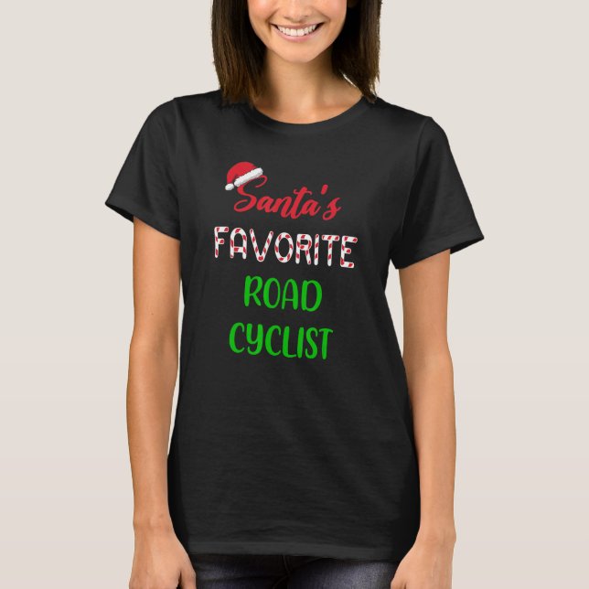 Camiseta Santas Favorite Road Cyclist   Funny Cycling Chris (Frente)