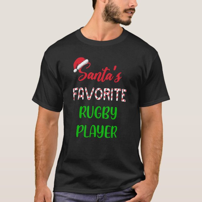 Camiseta Santas Favorite Rugby Player   Funny Rugby Christm (Frente)