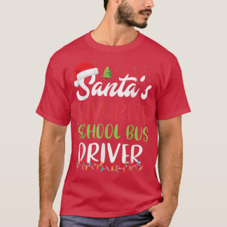 Camiseta Santa's Favorite School Bus Driver Christmas Santa