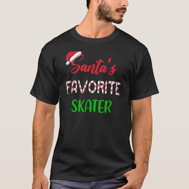 Camiseta Santas Favorite Skater   Funny Figure Skating Chri (Frente)