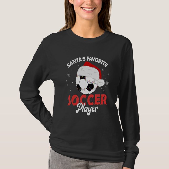 Camiseta Santa's Favorite Soccer Player Christmas Pajama (Frente)