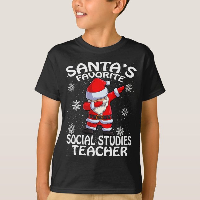 Camiseta Santas Favorite Social Studies Teacher Christmas  (Frente)