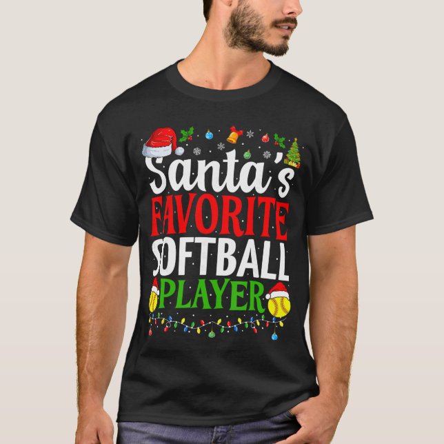 Camiseta Santas Favorite Softball Player Funny Christmas So (Frente)