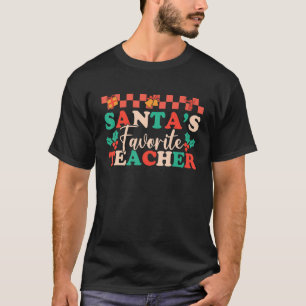 Camiseta Santas Favorite Teacher Christmas Groovy Santa Ho