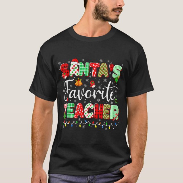 Camiseta Santas Favorite Teacher Christmas Matching Xmas Me (Frente)