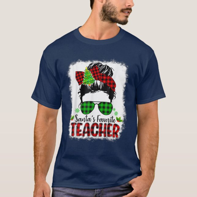 Camiseta Santa's Favorite Teacher Funny Christmas Santa Red (Frente)
