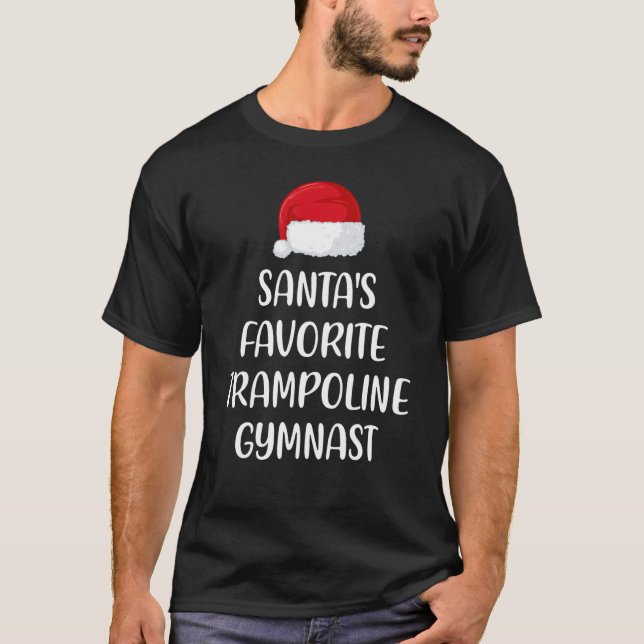 Camiseta Santas Favorite Trampoline Gymnast Christmas Tramp (Frente)