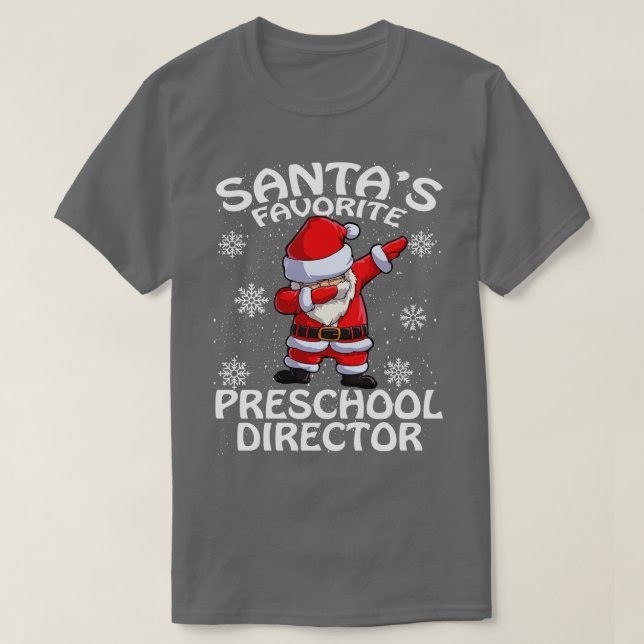 Camiseta Santas Favorito Diretor da Pré-escola no Natal (Frente do Design)