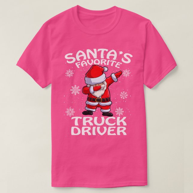 Camiseta Santas Favorito Driver de Caminhão Natal 2 (Frente do Design)
