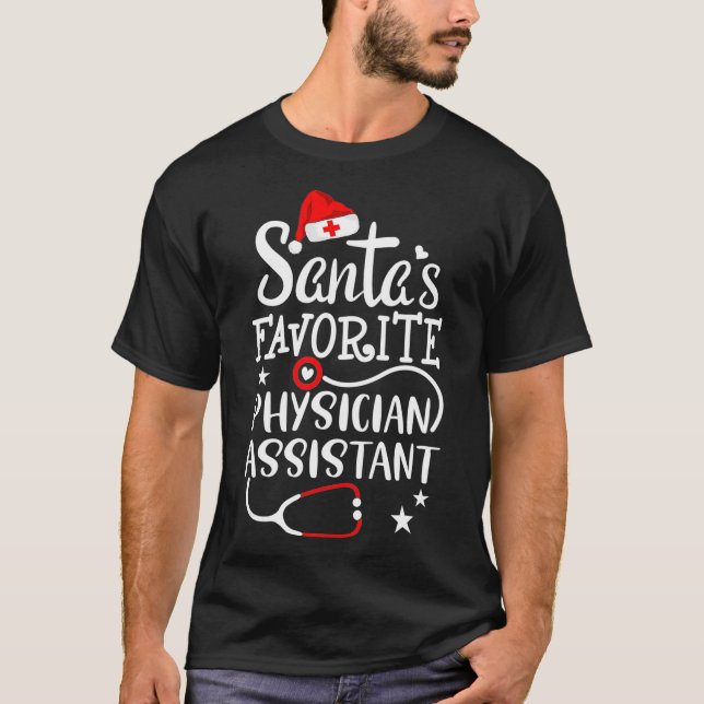 Camiseta Santas Favorito Médico Assistente de Natal Cura (Frente)