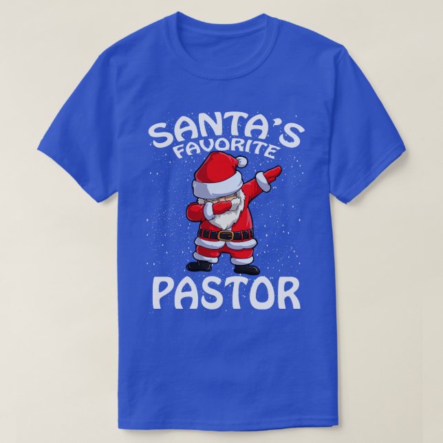 Camiseta Santas Favorito Pastor Natal (Frente do Design)