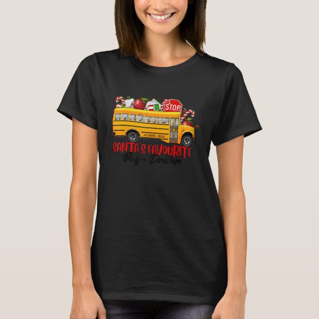 Camiseta Santa's Favourite Bus Driver Christmas Delivery Ca (Frente)