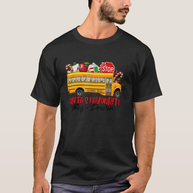 Camiseta Santa's Favourite Bus Driver Christmas Delivery Ca (Frente)