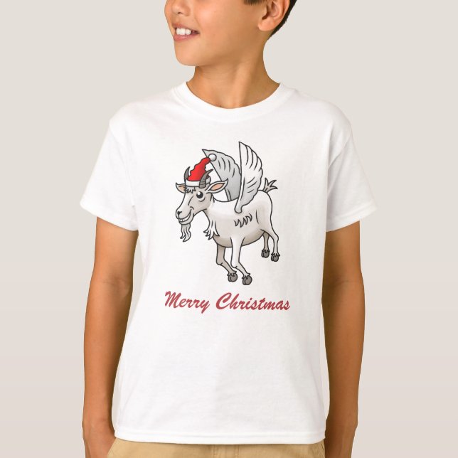 Camiseta Santa's Flying Christmas Goat (Frente)