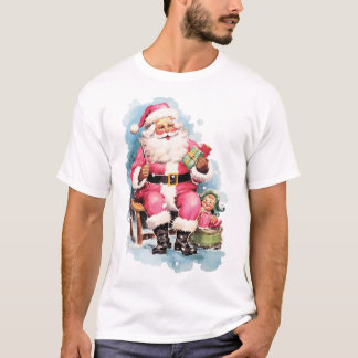 Camiseta  Santa's jolly face, white beard, and iconic red h
